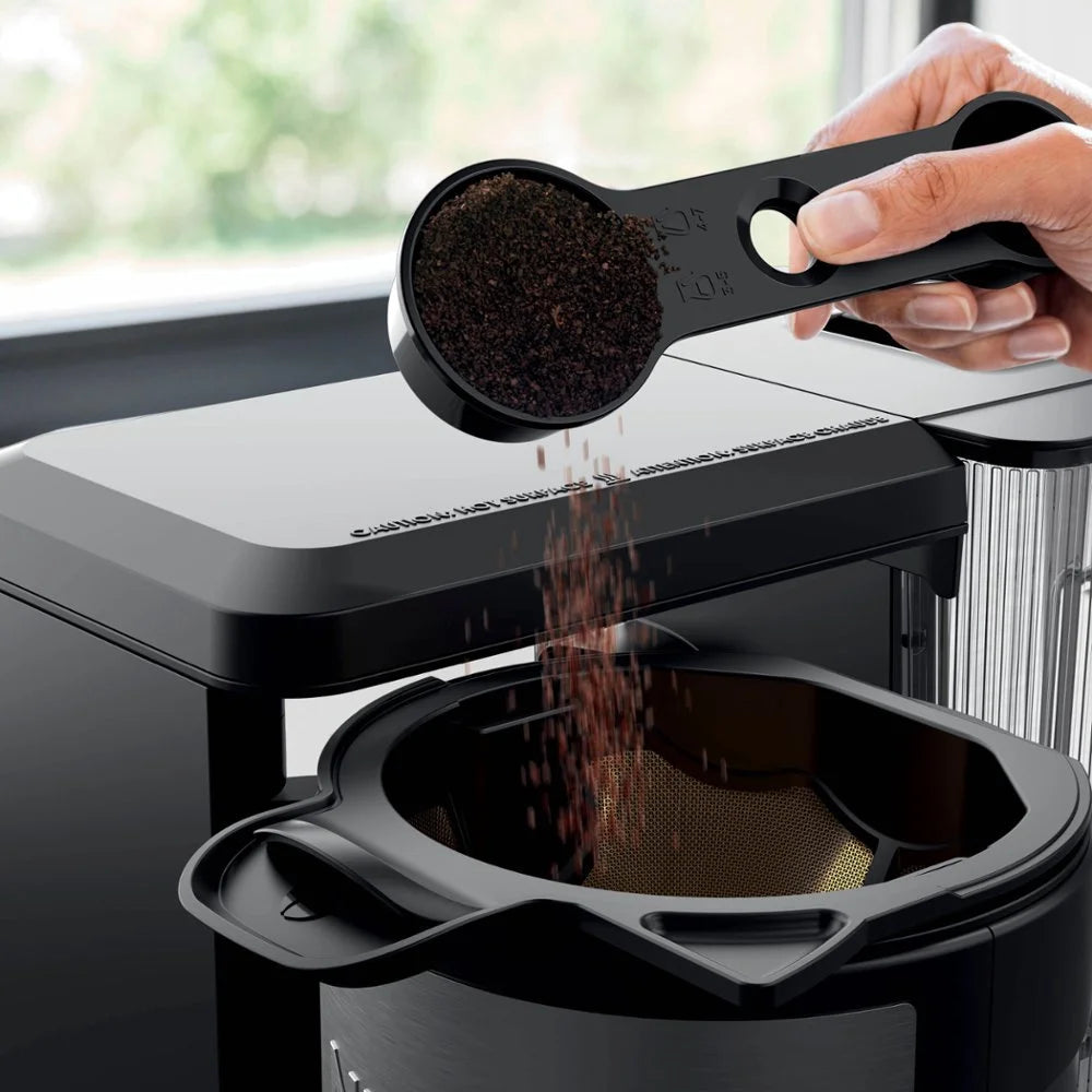 Black 12-cup Drip Coffee Maker with Single Serve Brewing L960616