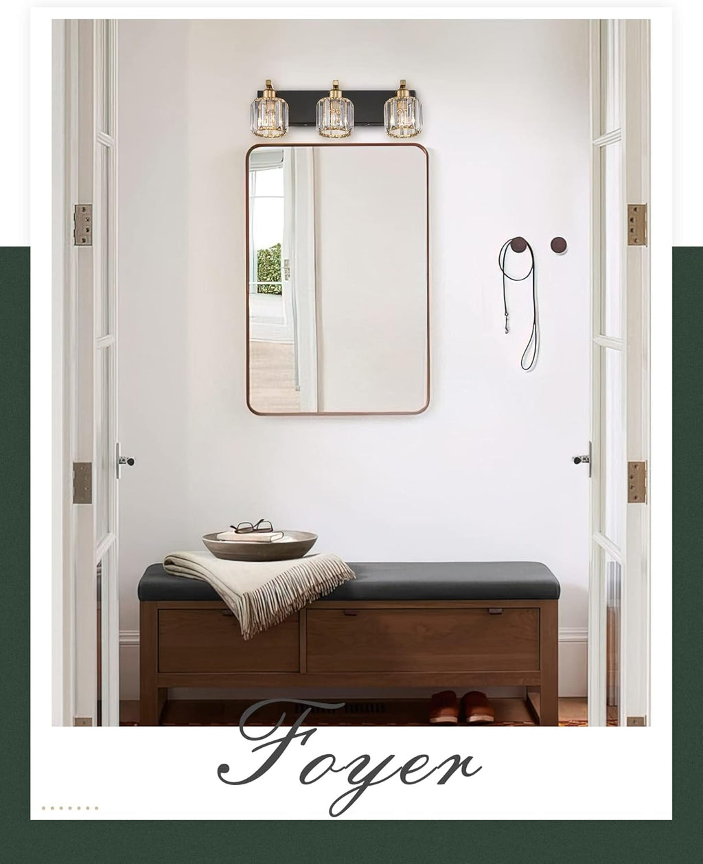 3-Light Crystal Vanity Light with Polished Gold Finish B312
