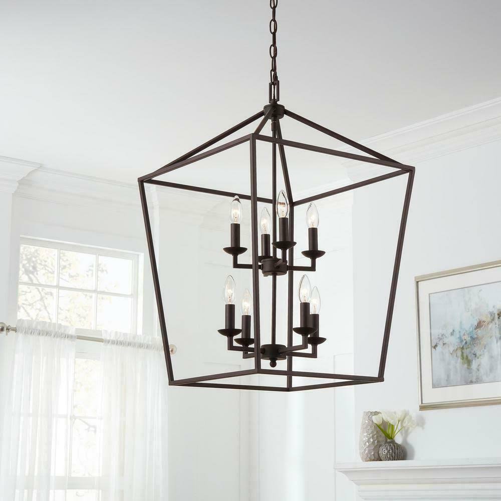 8-Light Bronze Caged Chandelier L997