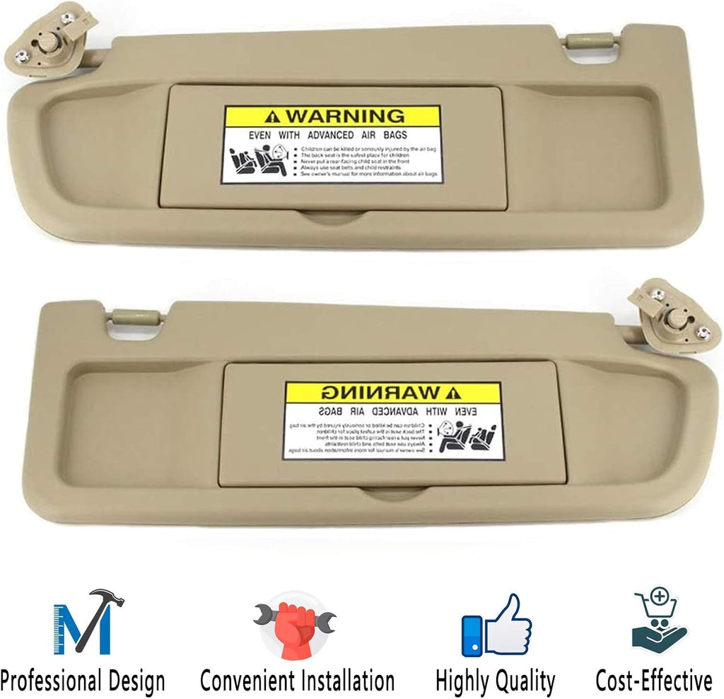 Warm Gray Sun Visors Pair for Honda Civic 2009-2011, Pack of 2 P51764
