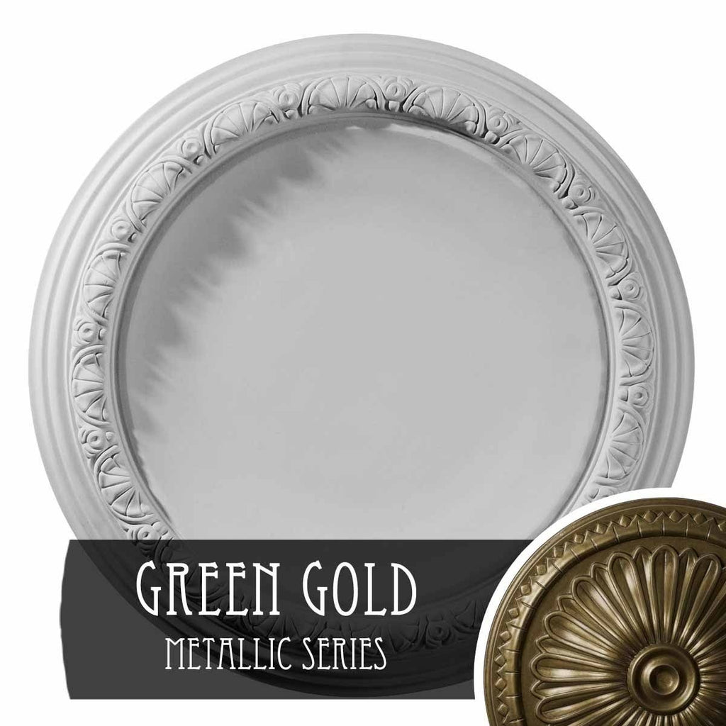 19 1/2x22OD x 1 3/4x22P Green Gold Ceiling Medallion A29219