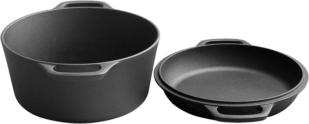 2-In-1 Pre-Seasoned Cast Iron Dutch Oven Set, 5-Quart Pack of 2 I98823