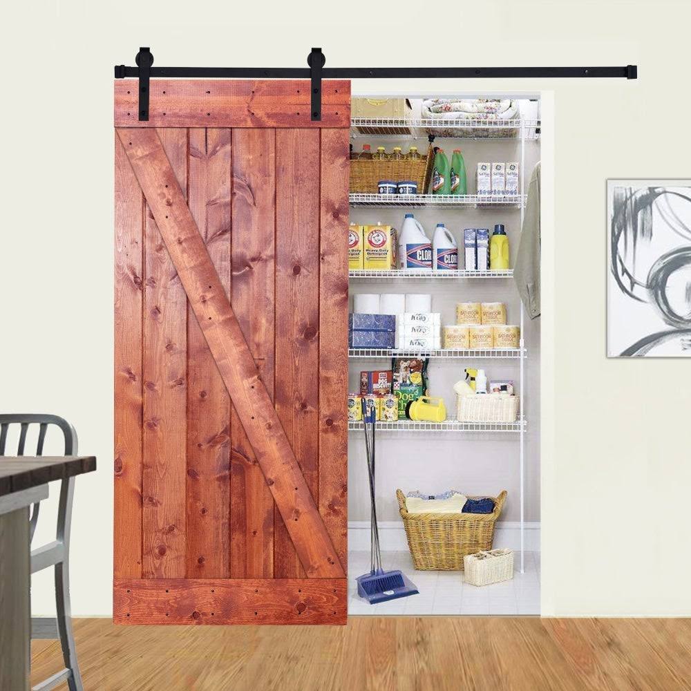Red Oak Paneled Wood Barn Door with Installation Hardware Kit W783727