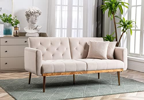 White Teddy Upholstered Futon Sofa Bed with 3 Adjustable Positions R1262