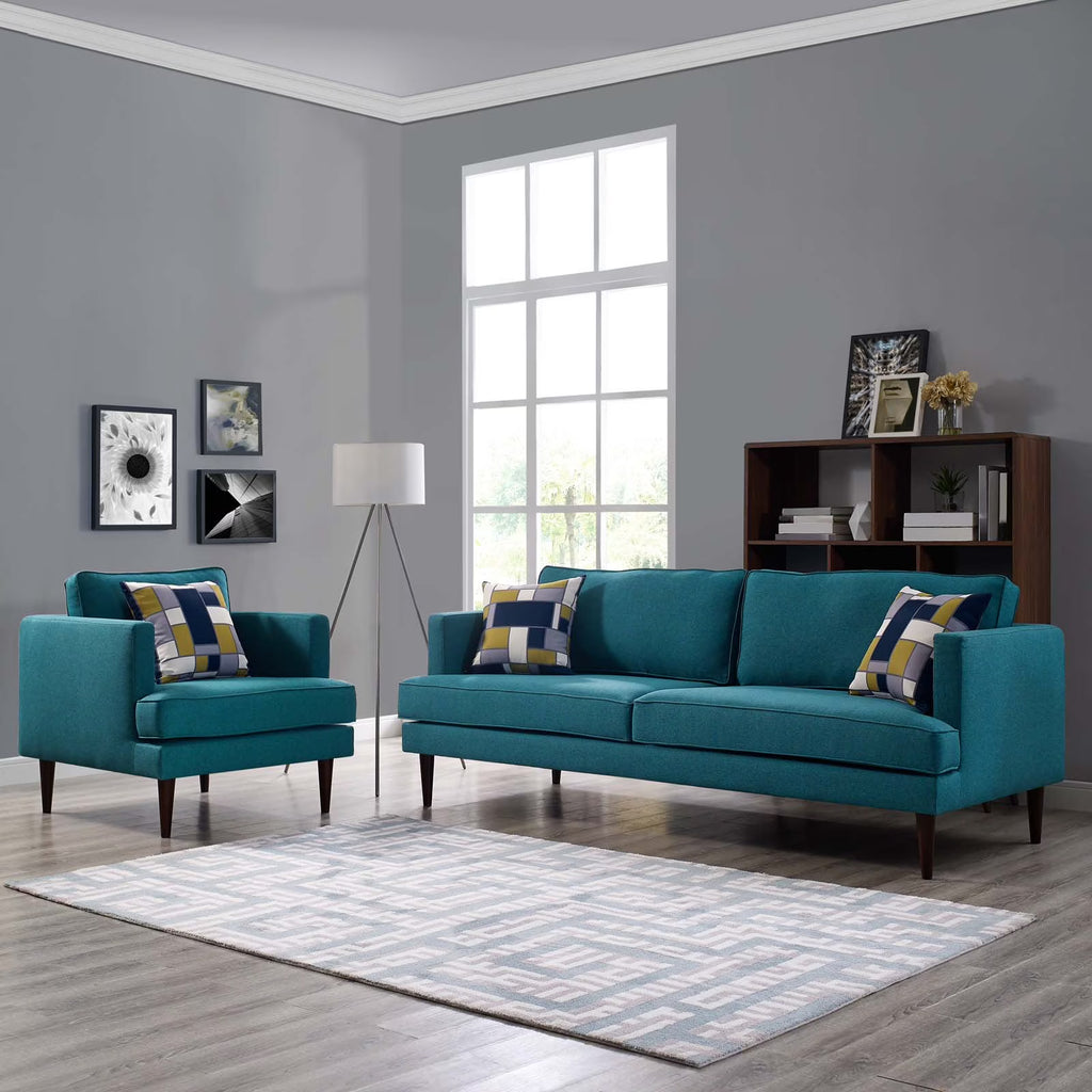 Teal Upholstered Fabric Sofa and Armchair Set N770270