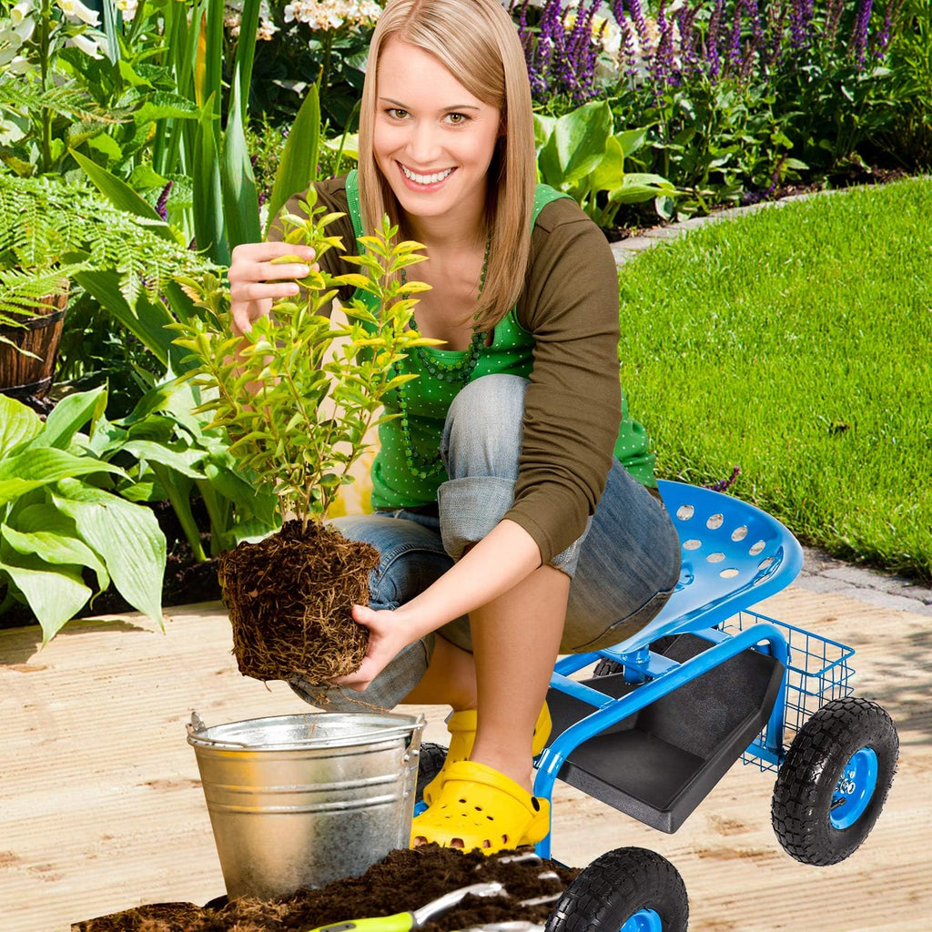 Heavy Duty Rolling Garden Cart with Extendable Steer Handle B52757