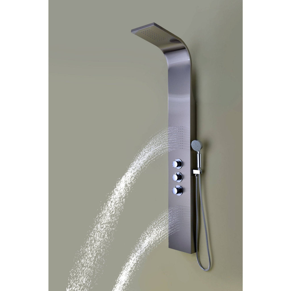 Brushed Stainless Steel 2-Jetted Shower Panel with Heavy Rain Shower and Spray Wand J71095