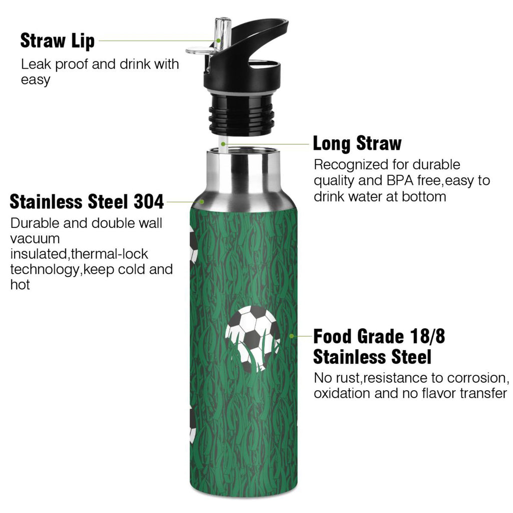 Green Stainless Steel Insulated Water Bottle with Straw Lid Z963