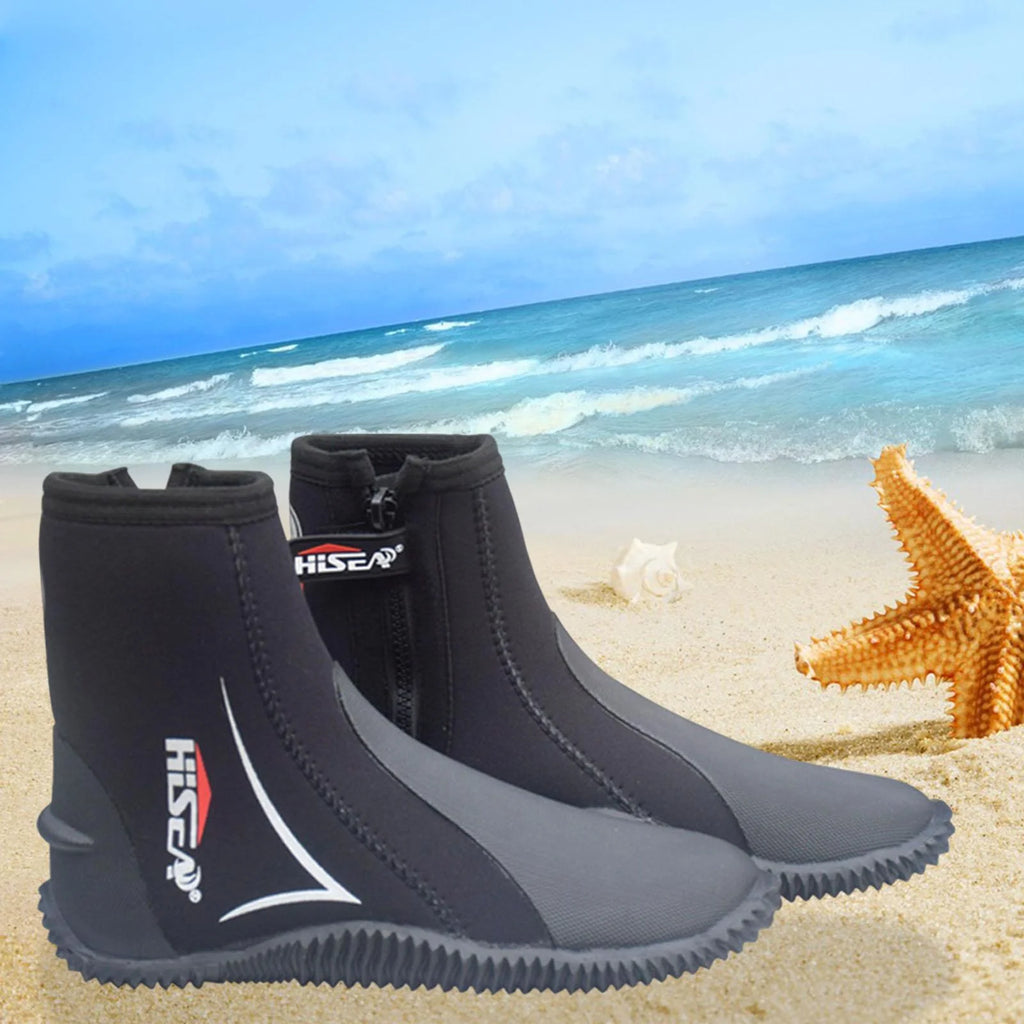 5mm Neoprene Scuba Diving Booties Wetsuit Boots Water Sports Unisex Anti Slip Rubber Sole Swim Surf for Wakeboarding Diving Kayaking Fishing 24.5-25 X1221
