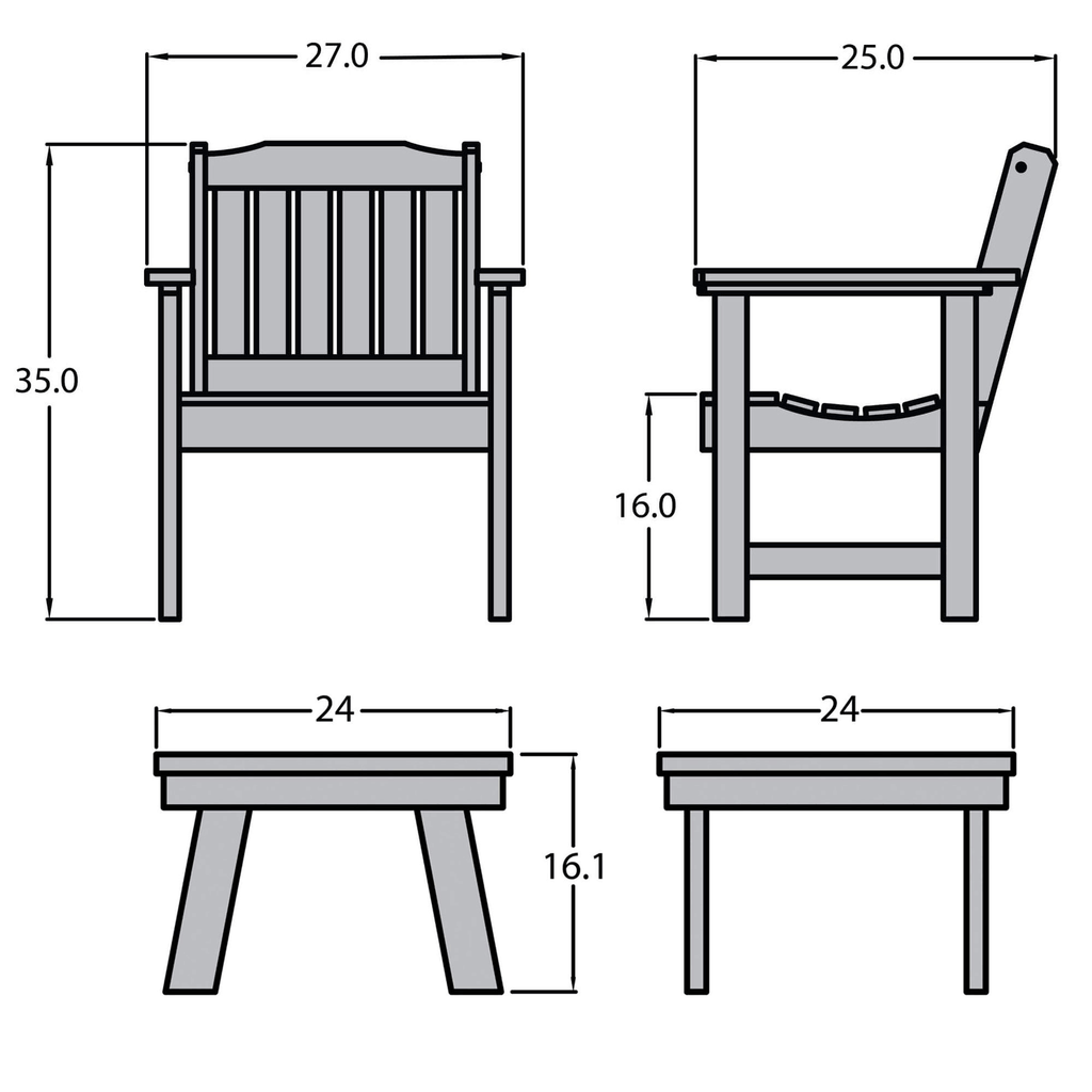 Black 3-Piece Plastic Patio Conversation Set P964