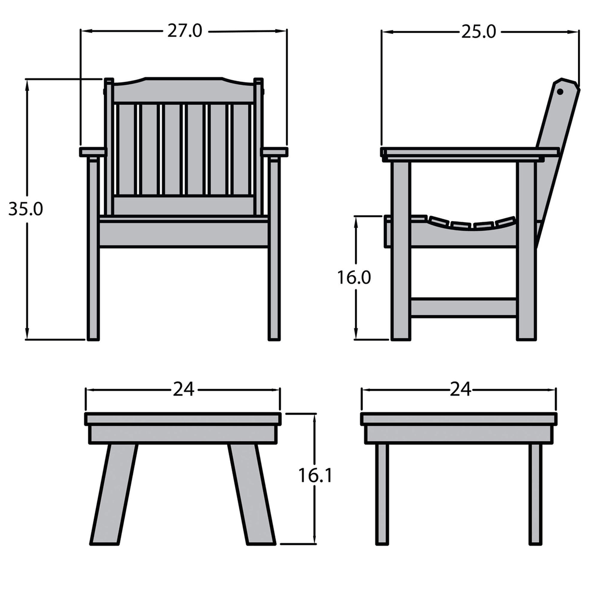 Black 3-Piece Plastic Patio Conversation Set P964