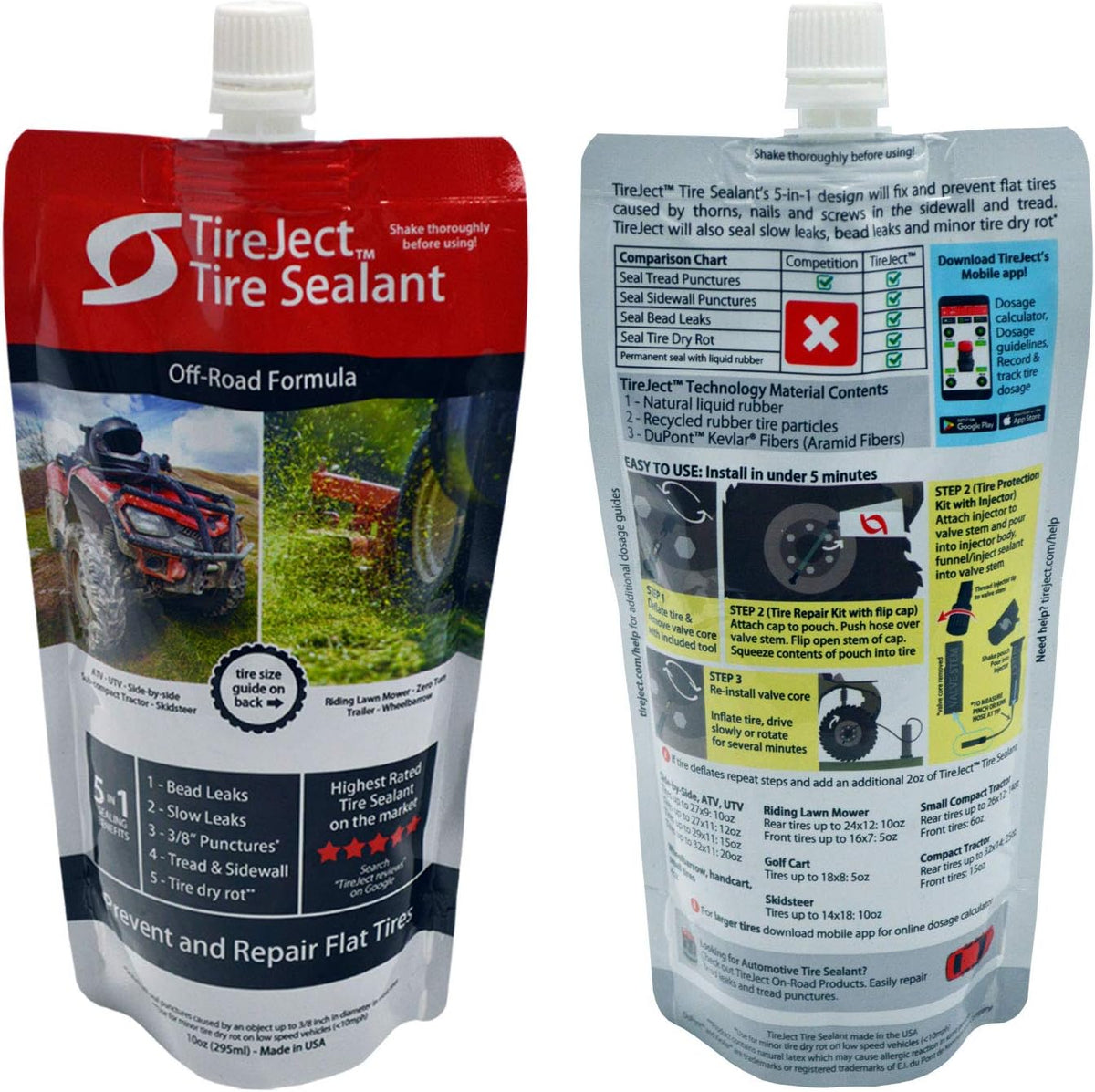5-in-1 Flat Tire Protection Kit with Sealant Injector, Pack of 2 H2033