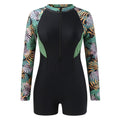 Women Printed Long Sleeve Rashguard Snorkel Surf Suit Tankini Sets B534