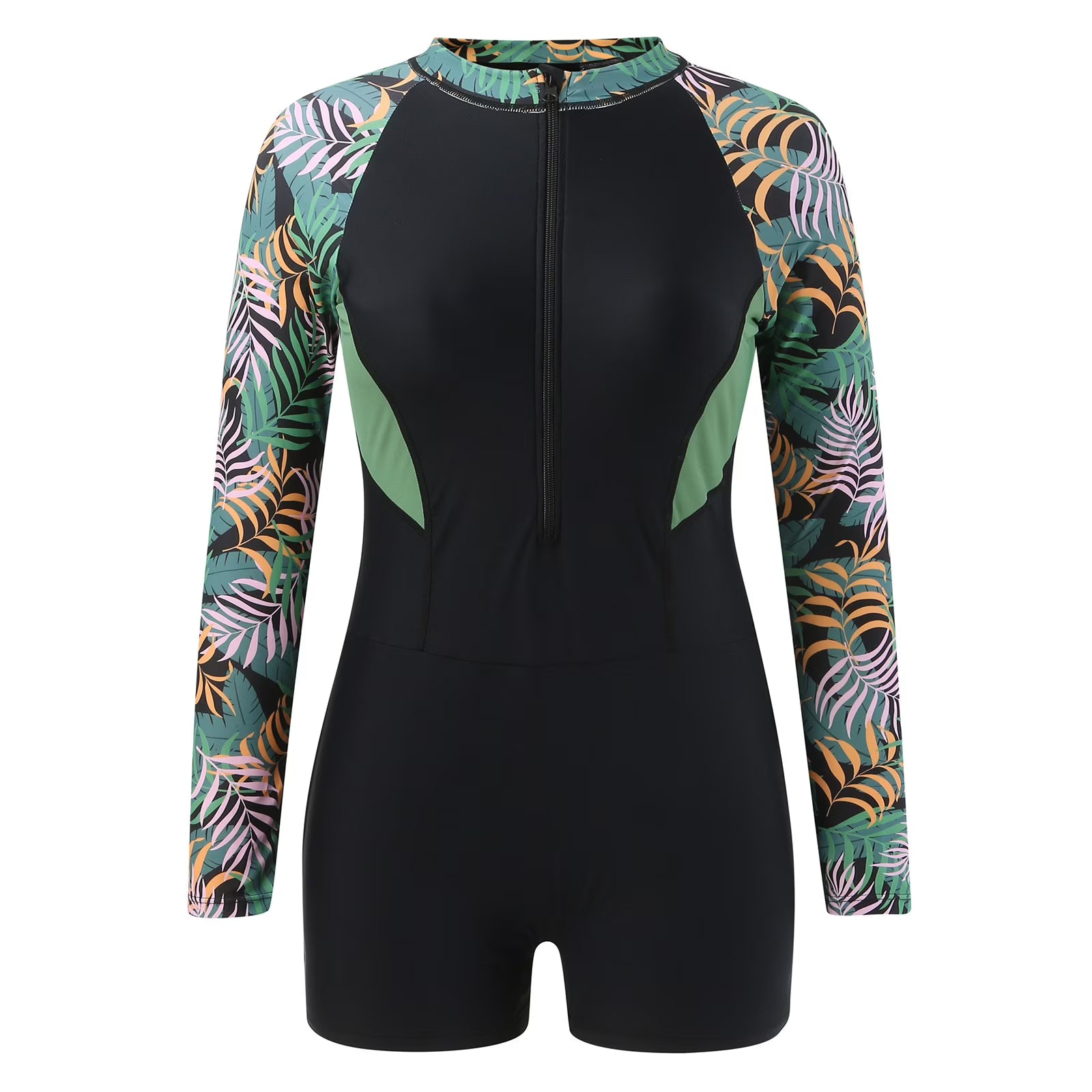 Women Printed Long Sleeve Rashguard Snorkel Surf Suit Tankini Sets B534