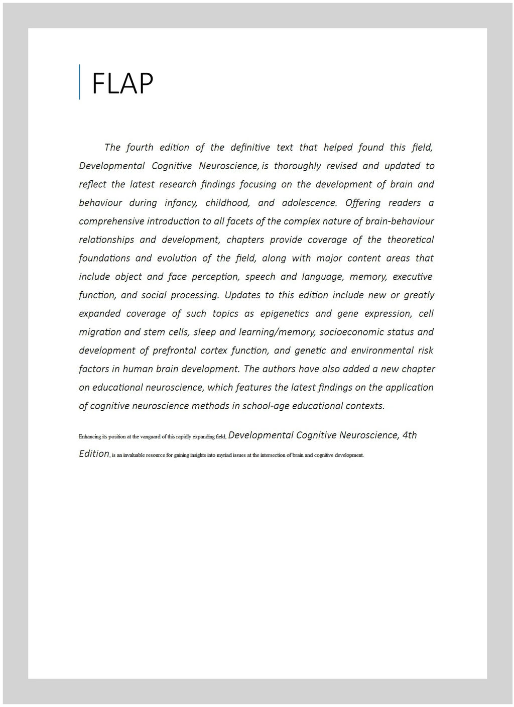 Developmental Cognitive Neuroscience: An Introduction, Paperback S82461