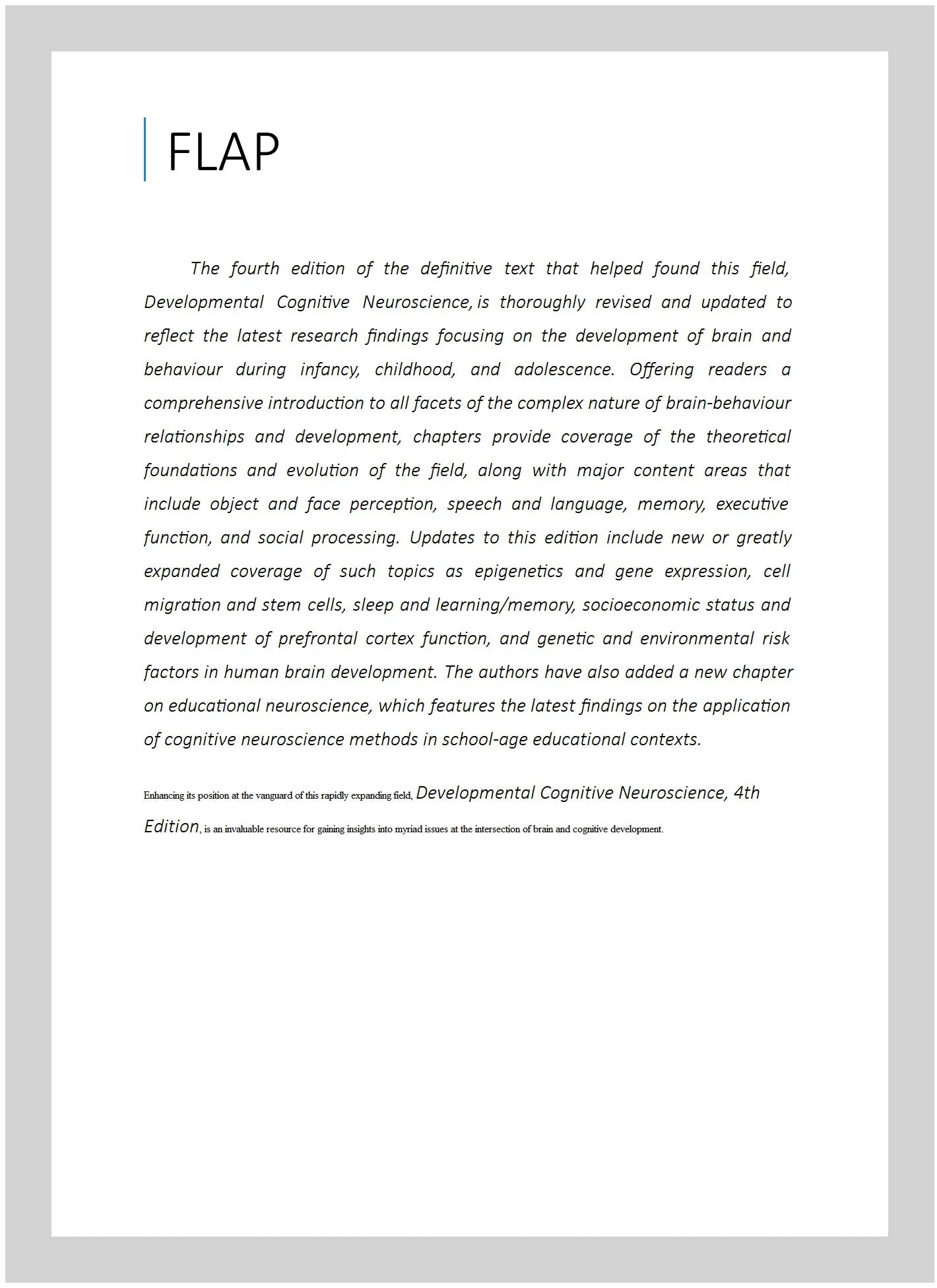 Developmental Cognitive Neuroscience: An Introduction, Paperback S82461