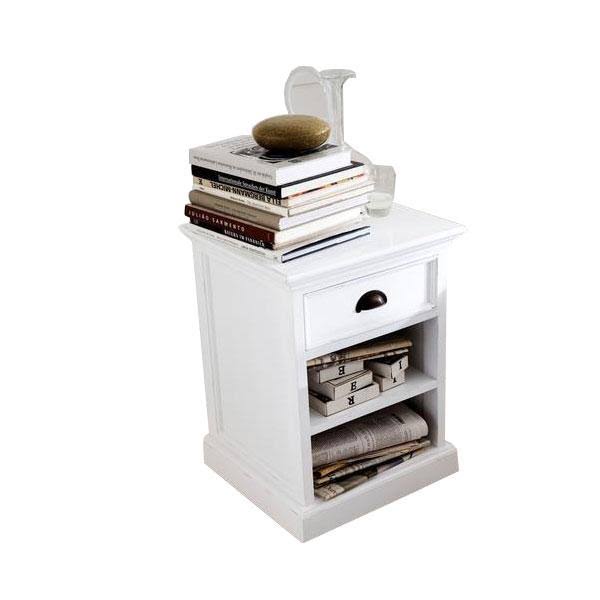 White Bedside Table with Shelves C83540