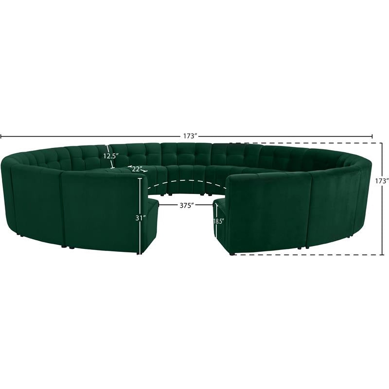 Green Velvet Tufted Modular 15 Piece Sectional Sofa E12722