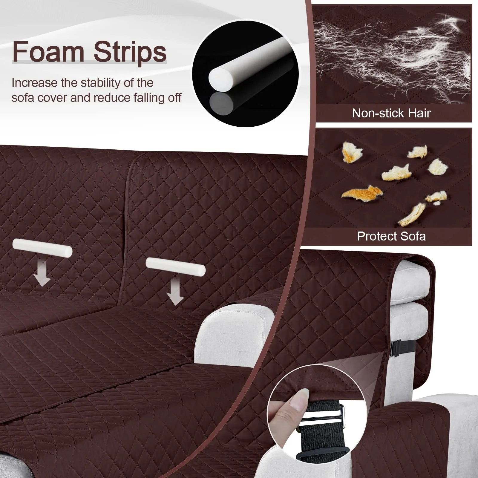 Large/Chocolate Waterproof L Shaped Sofa Covers 3pcs J222410