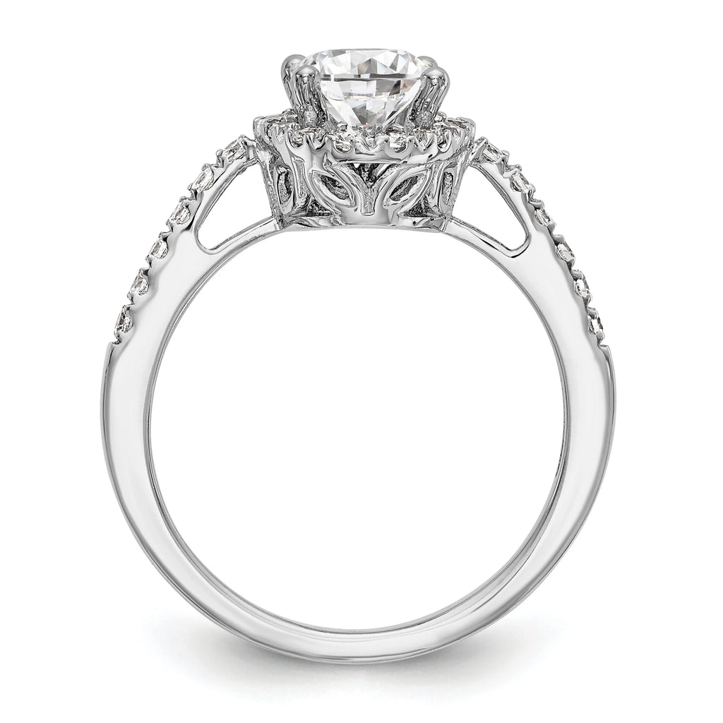 0.50ct CZ Solid 14K White Gold Oval Halo Engagement Ring J812