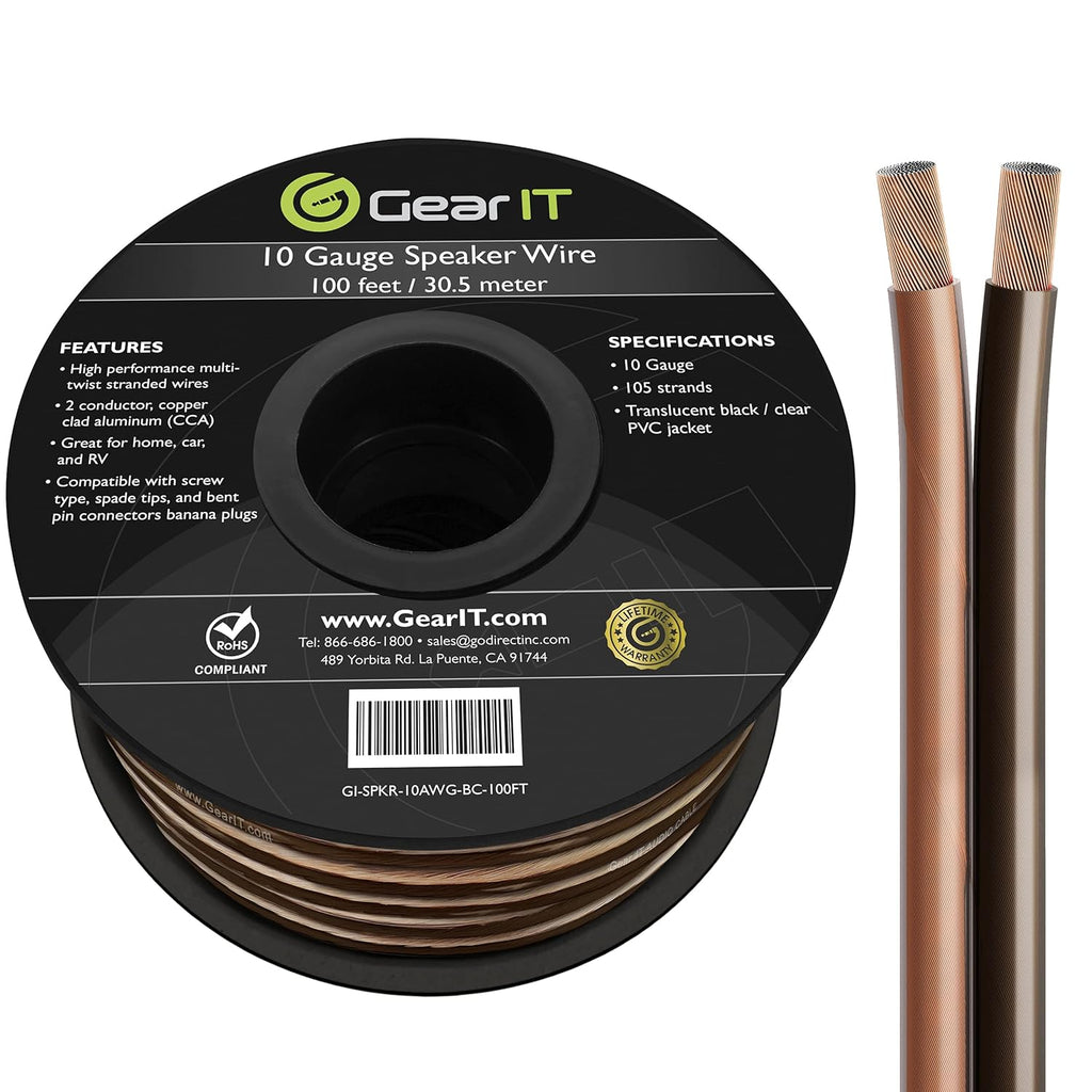 10 Gauge 100 Feet Copper Clad Aluminum Speaker Wire C150