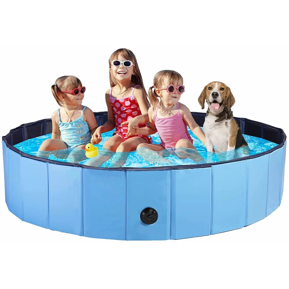 Blue L (63") Foldable PVC Pet Dog Pool E11267