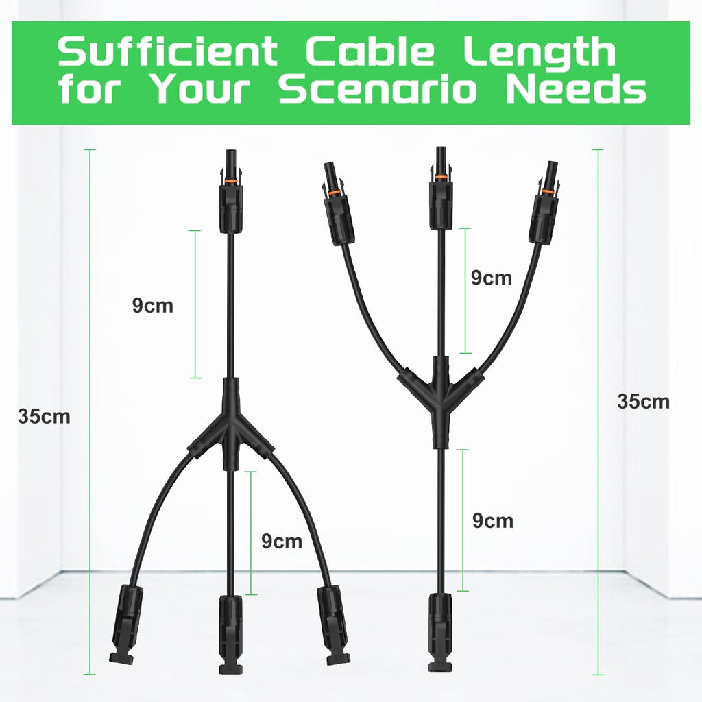 Solar Connectors 30A Y-Branch Cable Parallel Adaptor Pair for Solar Panel, Pack of 2 H352299