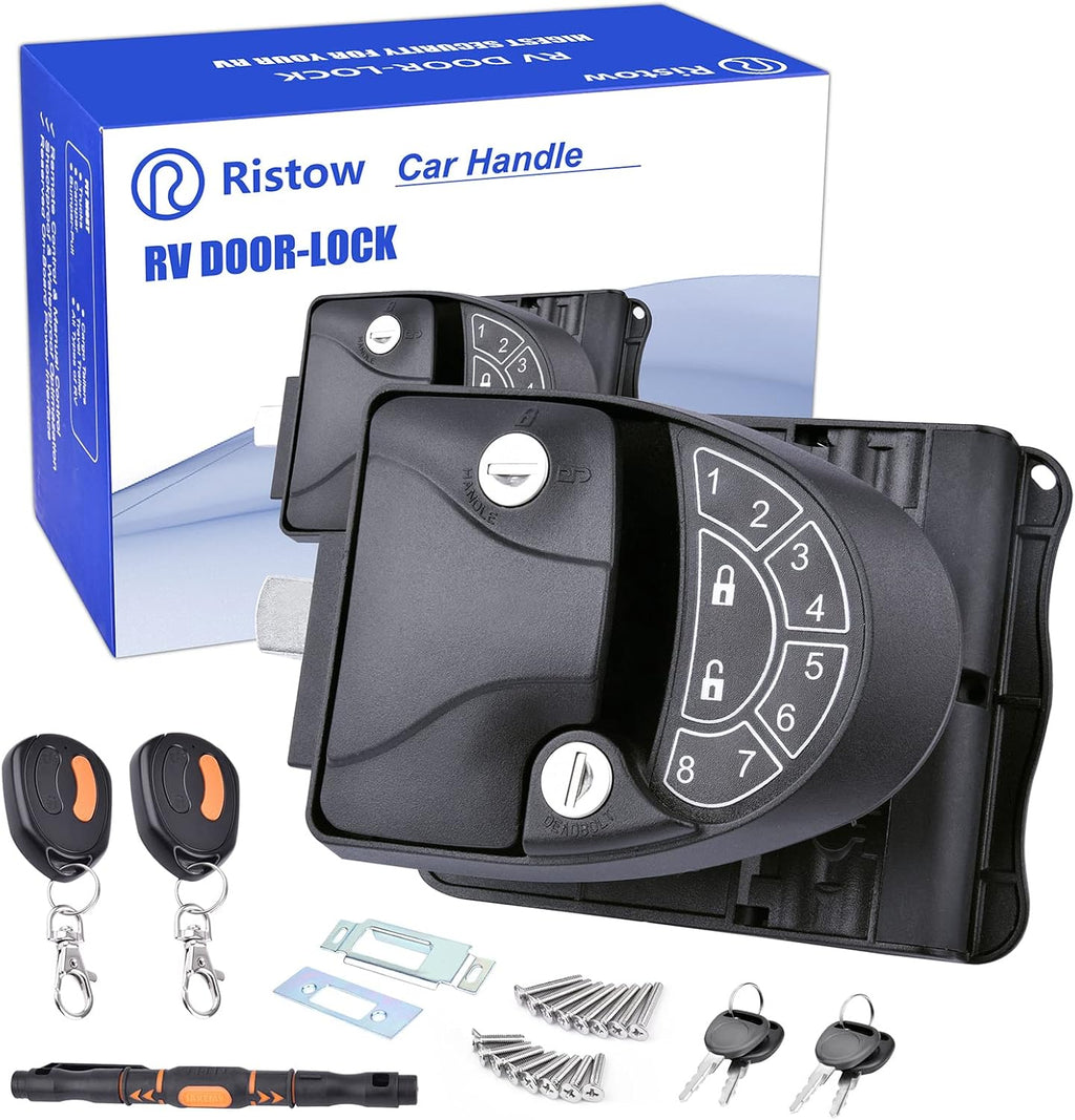 RV Keyless Entry Door Lock with Key Fobs and Backlit Keypad Metal Q867