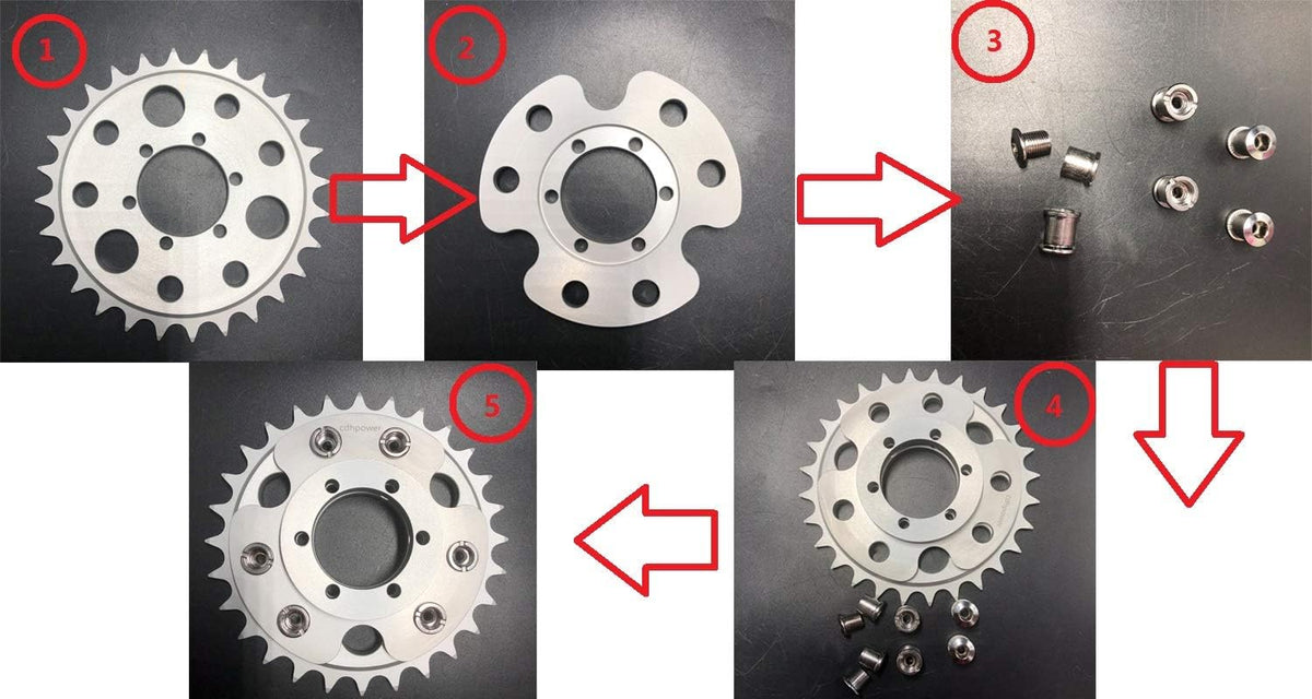 Disc Brake Rotor Adapter and 28T Sprocket for Gas Motorized Bicycle Pack of 2 H2302