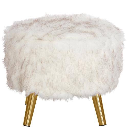 Sable Brown Round Ottoman with Splayed Legs J79593
