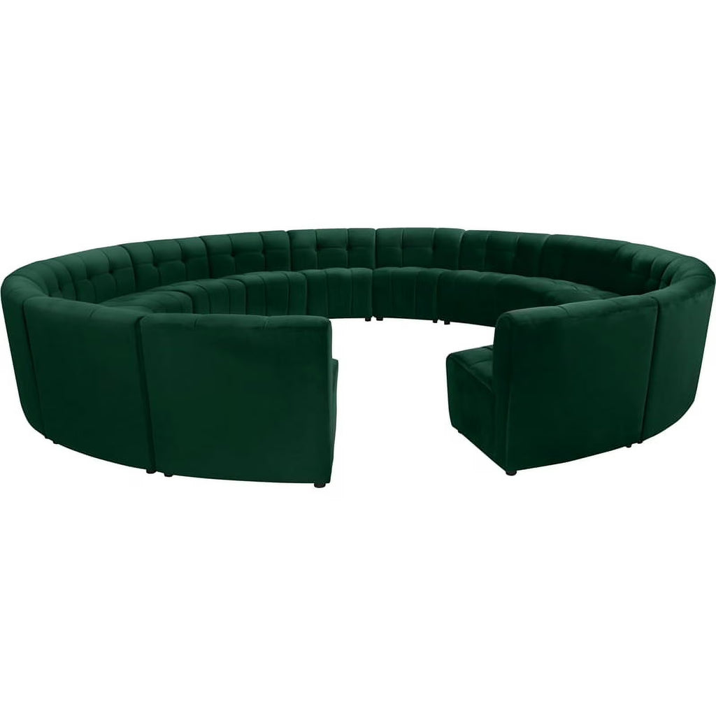 Green Velvet Tufted Modular 15 Piece Sectional Sofa E12722