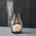 Black Metal Glass Solar LED Lanterns, 10.5 Inch, Warm White, Waterproof X744390