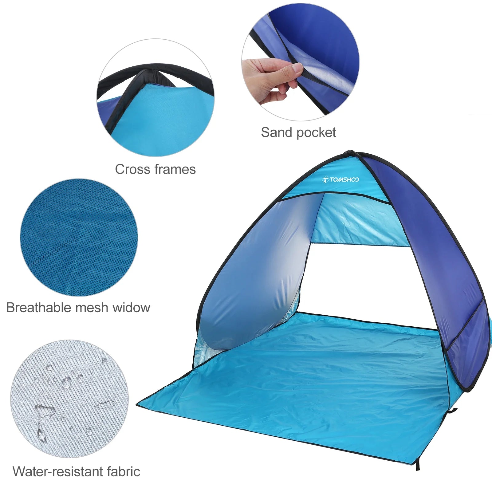 Pop Beach Tent Sun Shelter with Carry Bag W100