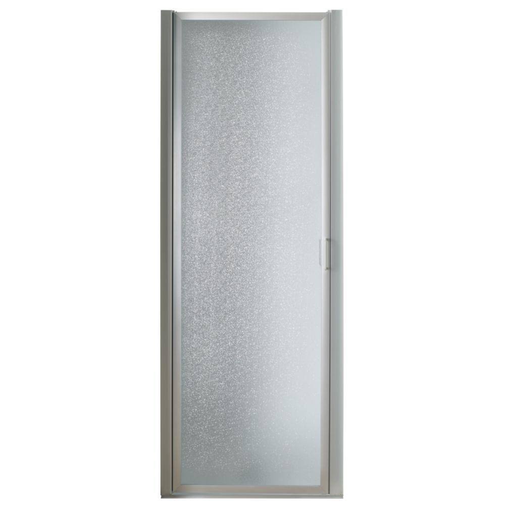 Framed Pivot Shower Door in Chrome with Rain Glass F73970
