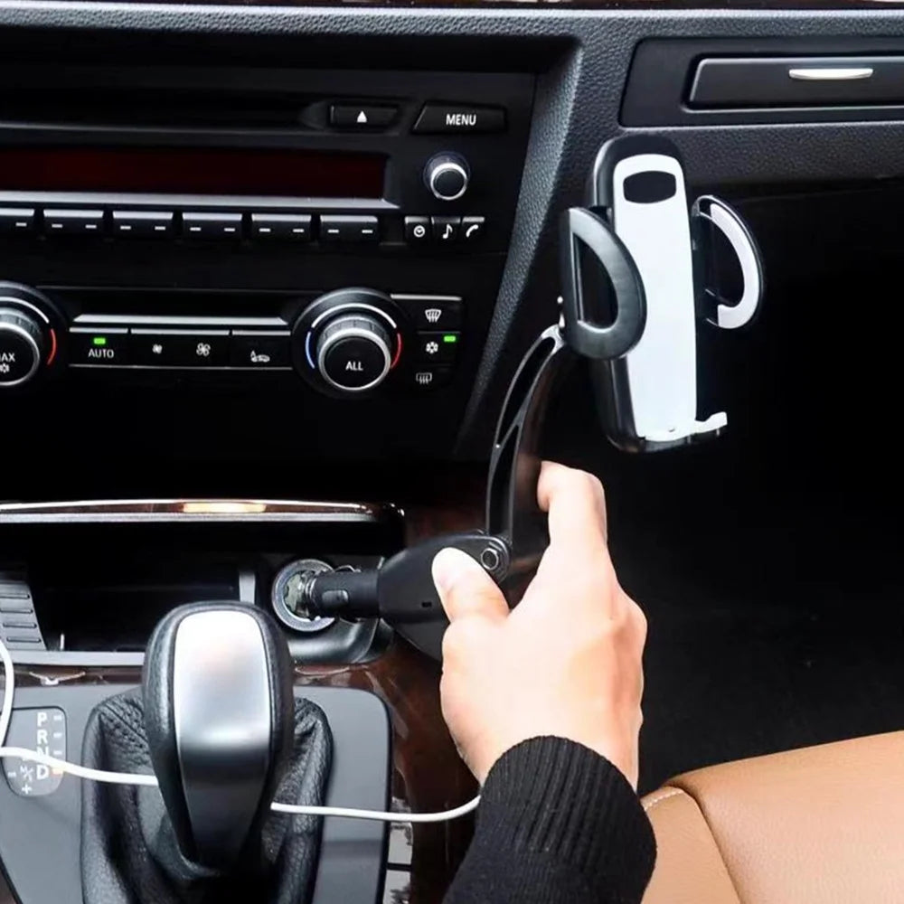 Black Car Phone Mount Charger with Cradle & 3A Dual USB Port S7500