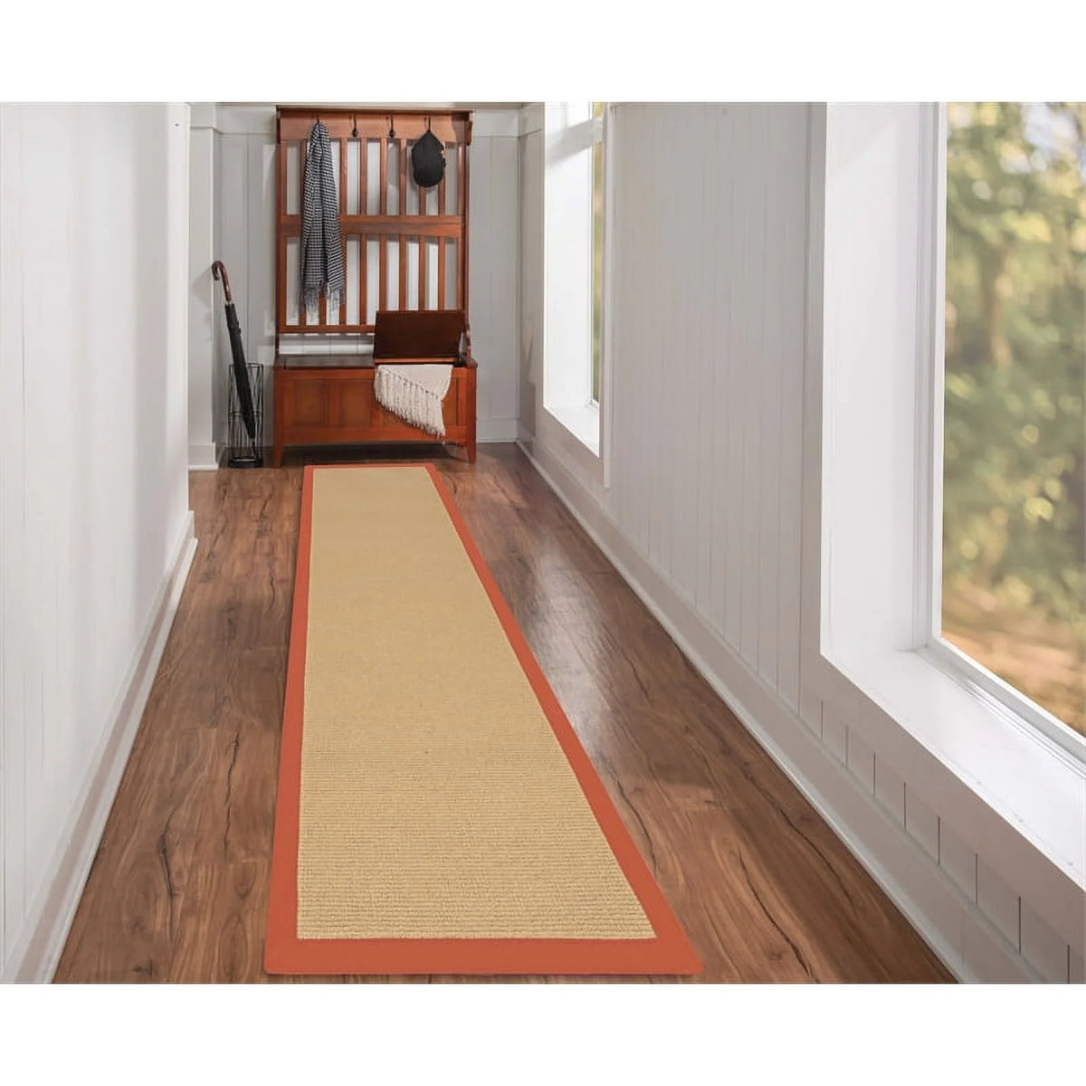 Machine Tufted Wool Sisal and Burnt Orange Rug I941214