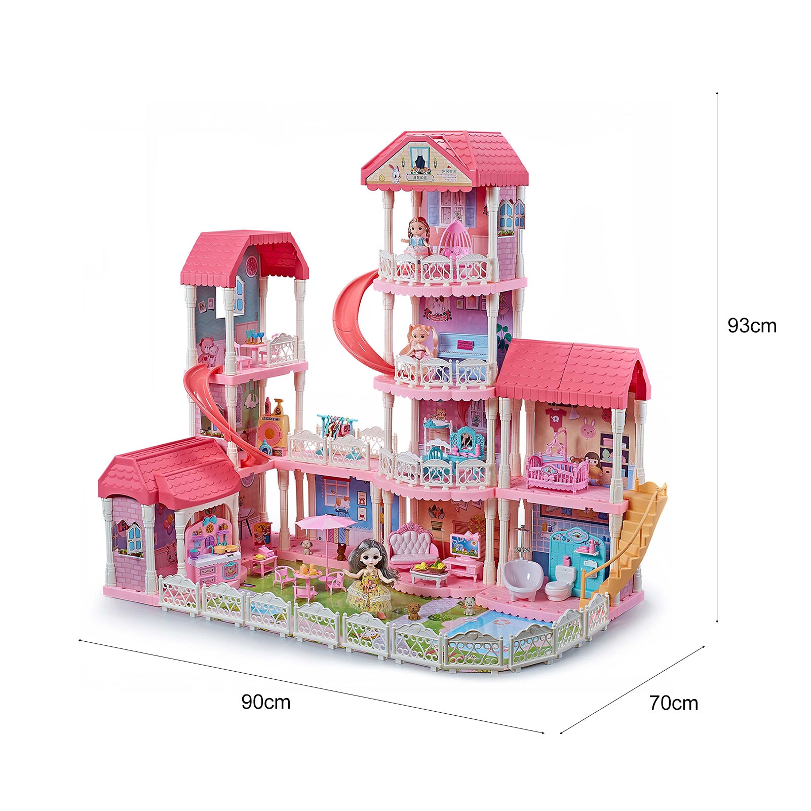 DIY Dollhouse Assembly Kit Castle Villa 4 Layers 11 Rooms with Light U536