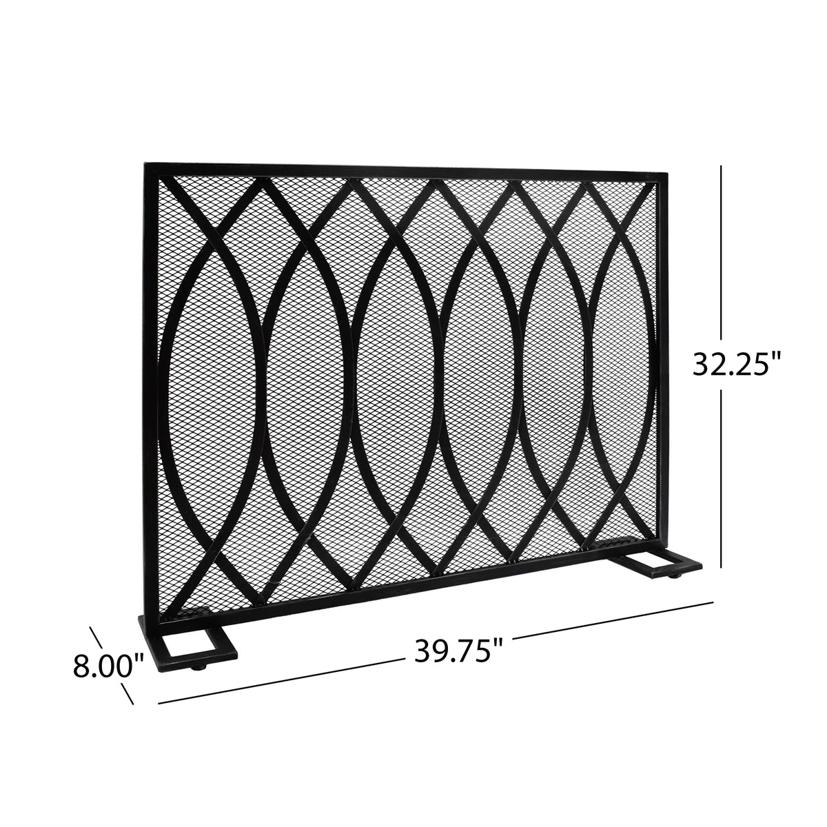 Black Brushed Silver Iron Firescreen A101826