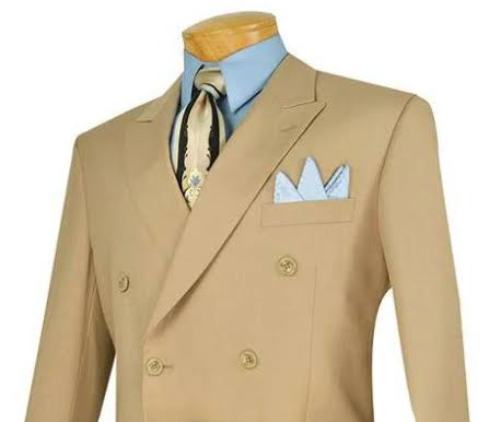 Beige Double Breasted Suit 2 Piece Regular Fit S15700