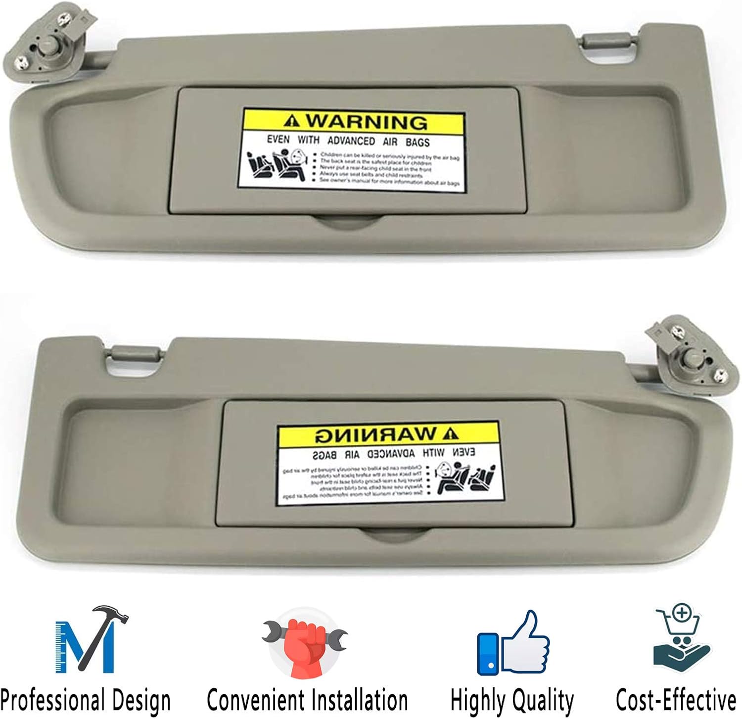 Warm Gray Sun Visors Pair for Honda Civic 2009-2011, Pack of 2 P51764