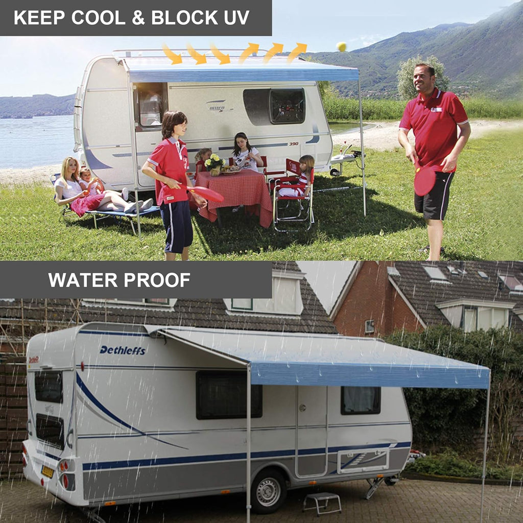 RV Awning Fabric Replacement Waterproof Vinyl Shade Screen - 19' (Fabric 18'2) F816