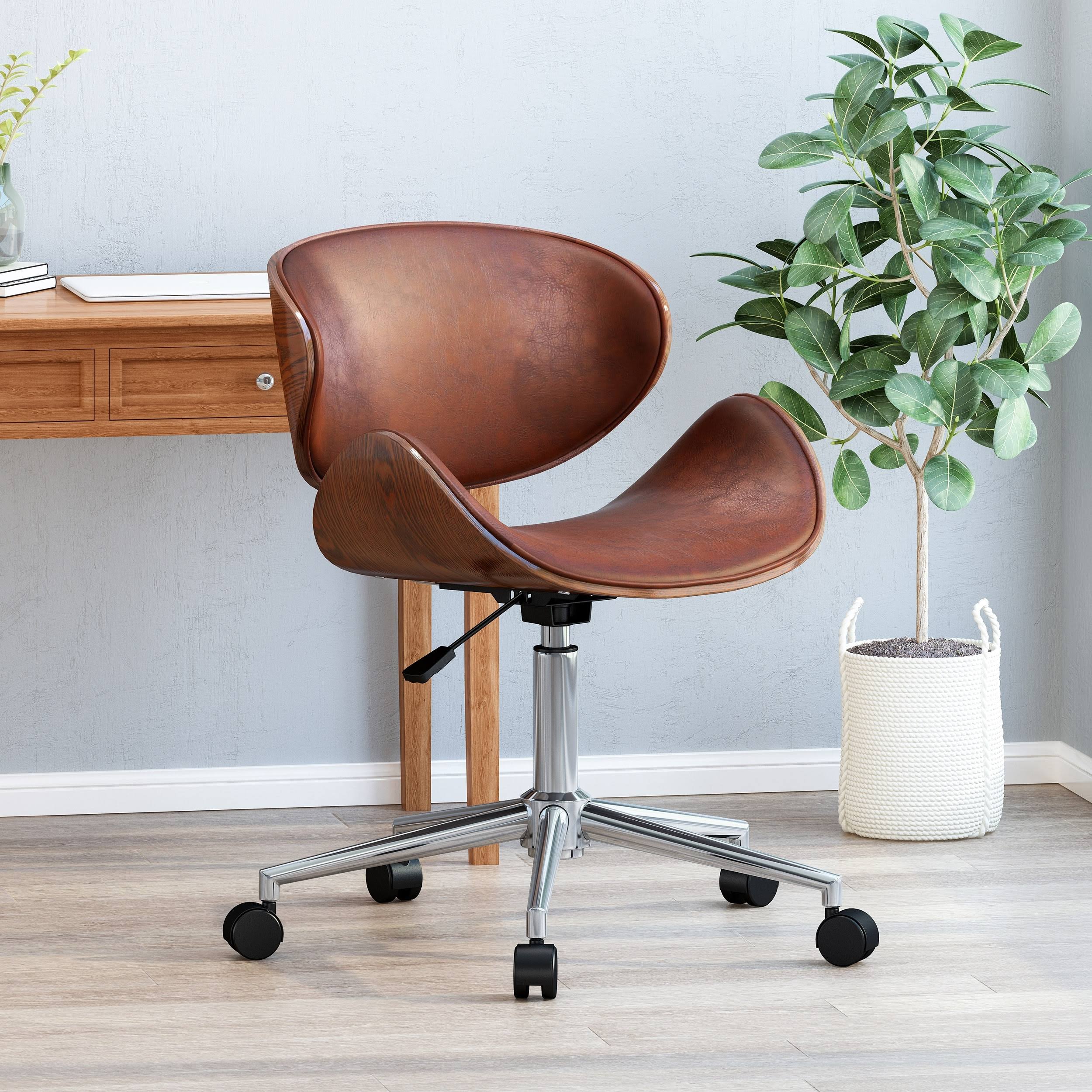 Cognac Brown Armless Office Chair M167