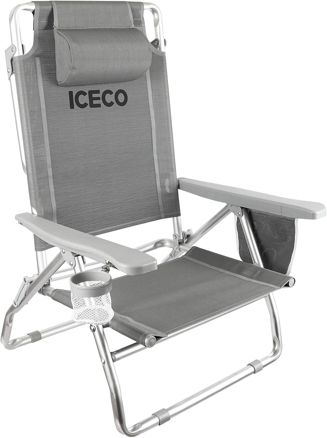 5-Position Folding Aluminium Camping Chair with Cup Holder Storage Bag M86496