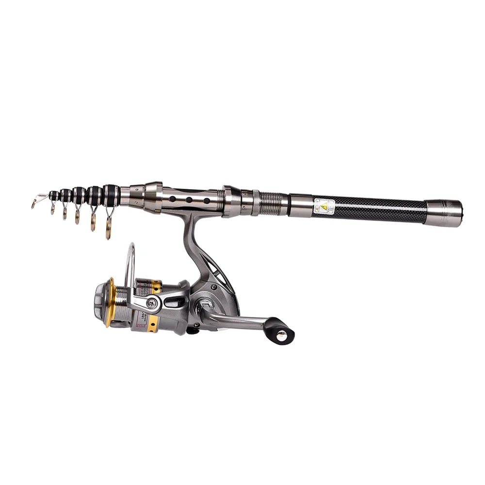 Telescopic Spinning Fishing Rod and Reel Combo Kit with Carrier Bag T119959