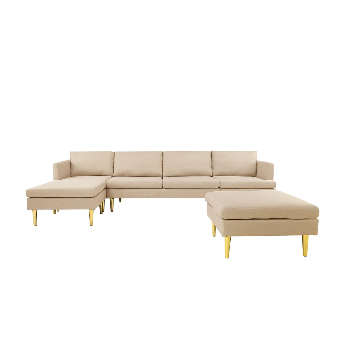 Modern Convertible Polyester Sectional Sofa with Ottoman Q7582