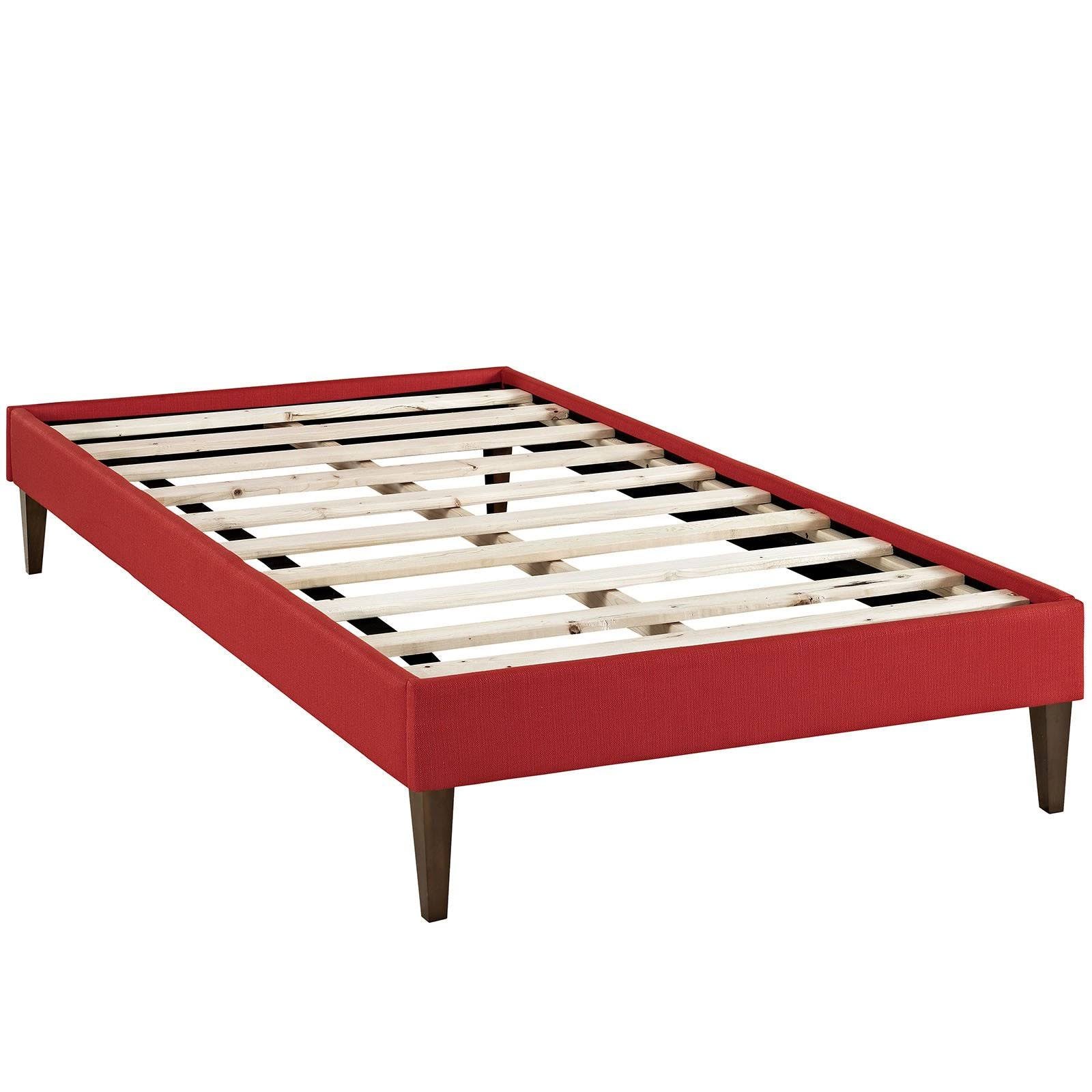 Twin Fabric Bed Frame with Squared Tapered Legs, Light Gray K8997