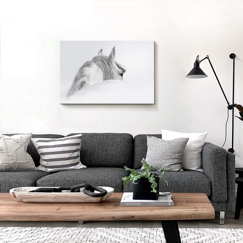 White Pony Equestrian Canvas Wall Art A12173