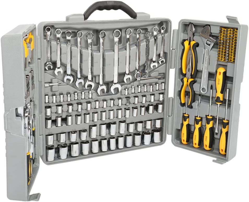 205 Piece General Household Hand Tool Kit with Plastic Toolbox Storage Case V353421