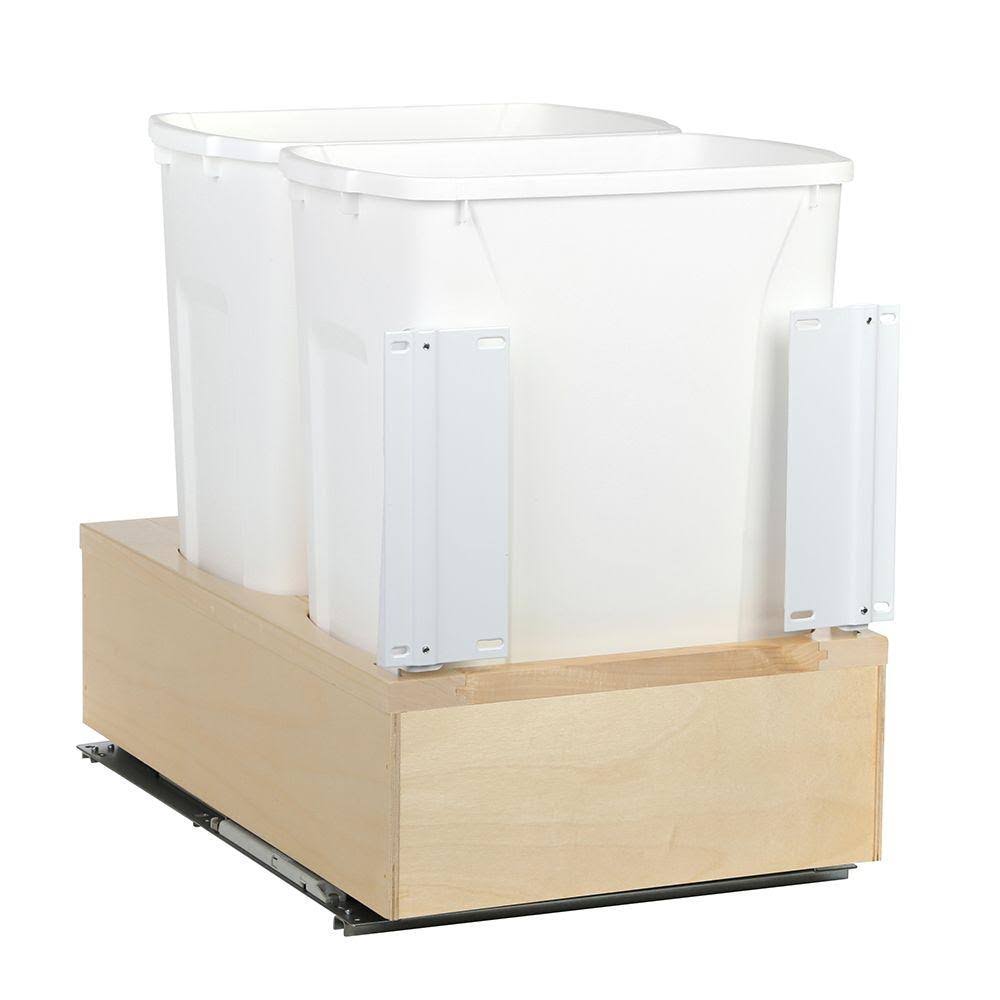 White Undermount Soft-Close Double Trash Can J8033