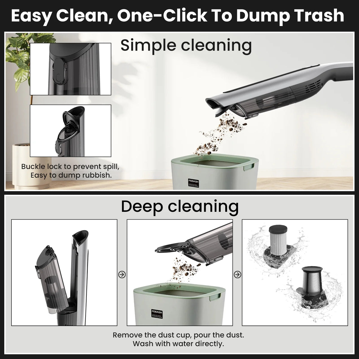 Handheld Vacuum Cleaner Cordless 18000PA 7500mAh Rechargeable Car Vacuum with 2 Suction Modes A534